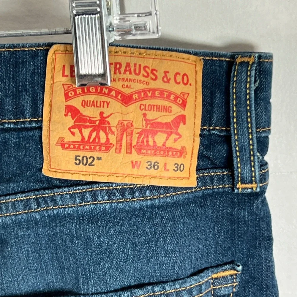 Levis 502 Regular Taper Mens Jeans Blue Dark Wash W36 L30 29507-0004